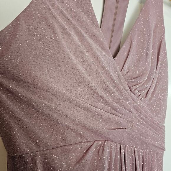 David's Bridal Glitter Knit Dress Womens Size 6 Wrap Prom Formal Wedding Maxi - Picture 5 of 13